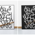 Silke Wagner, Alles ist Wechselwirkung, 2025, schwarzes Mdf, Spiegelplexiglas, zweiteilig; je 99 x 68 cm, gerahmt, Ed. 2