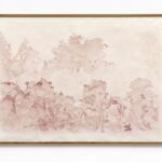 o.T. (Tyenna Forest) I, 2018/2022, Digitaldruck auf Papier, aquarelliert mit Tinte aus roten Nelkenblättern, 73 x 102 cm, gerahmt
